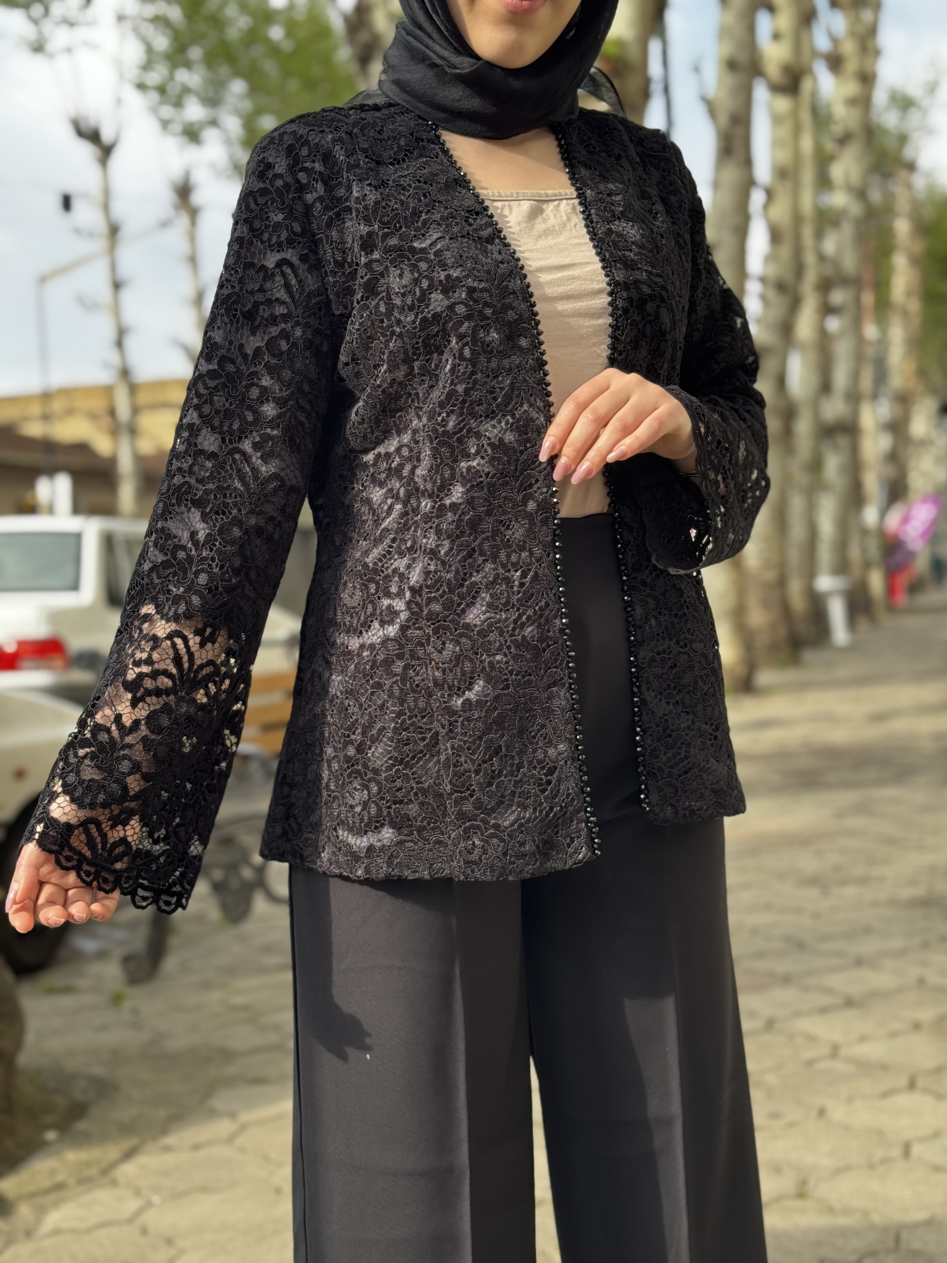 مانتو کتی  گیپور مدل مروارید کد ۵۲۱۹